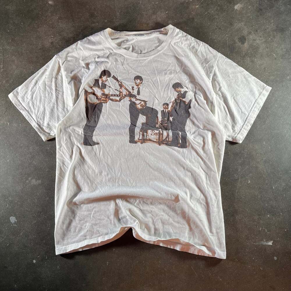 Rare 2005 vintage The Beatles white graphic band t-shirt cut tag mens medium